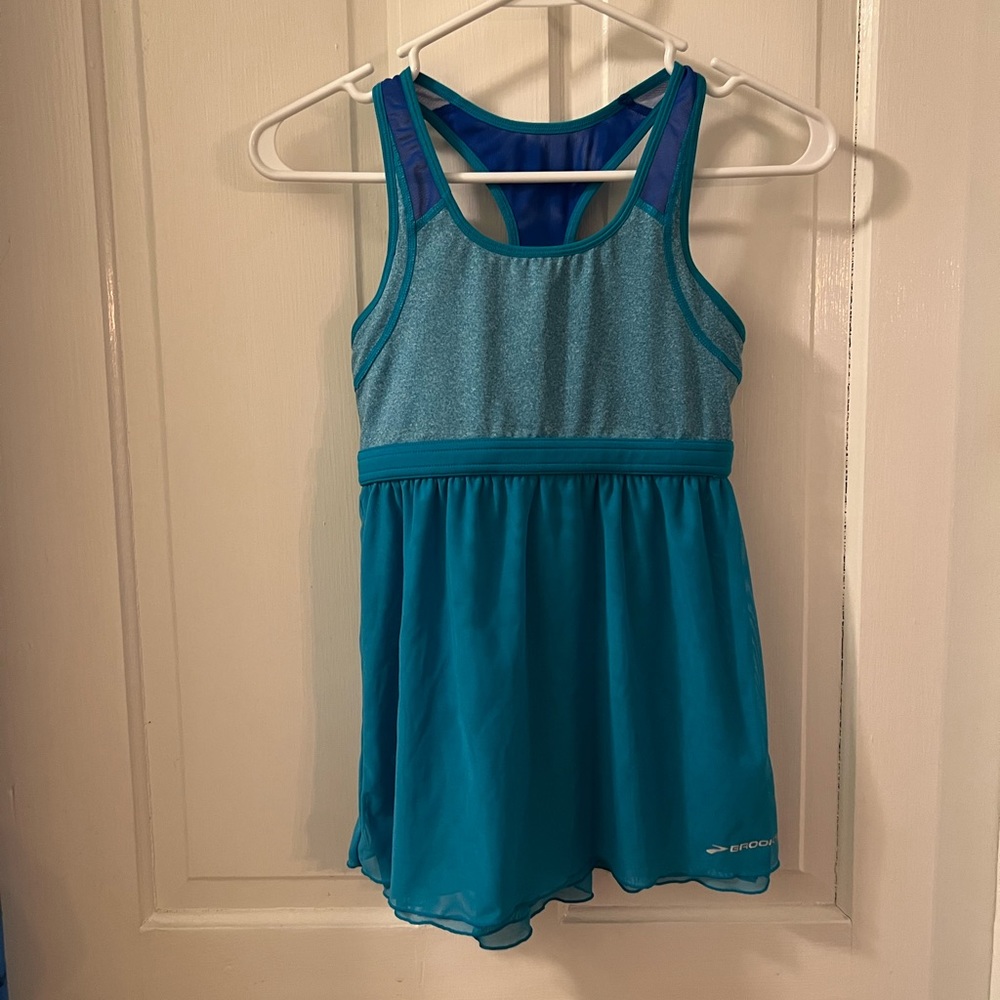 Brooks Running athletic top, blue, size small.